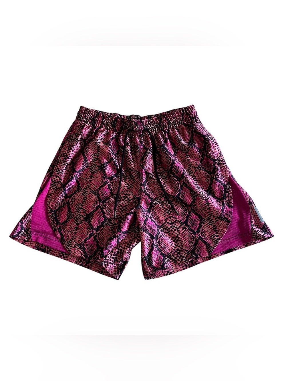 Nike Dri-FIT Rebel Fly Womens Basketball Shorts Medium Pink Snakeskin